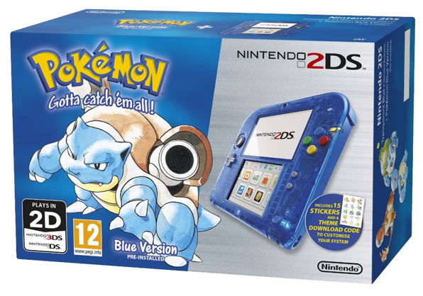 Nintendo 2DS Transparent Blue + Pokemon Blue