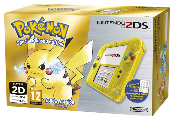 Nintendo 2DS Transparent Yellow + Pokemon Yellow