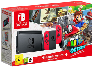 Nintendo Switch - Red with Super Mario Odyssey (DL Code)