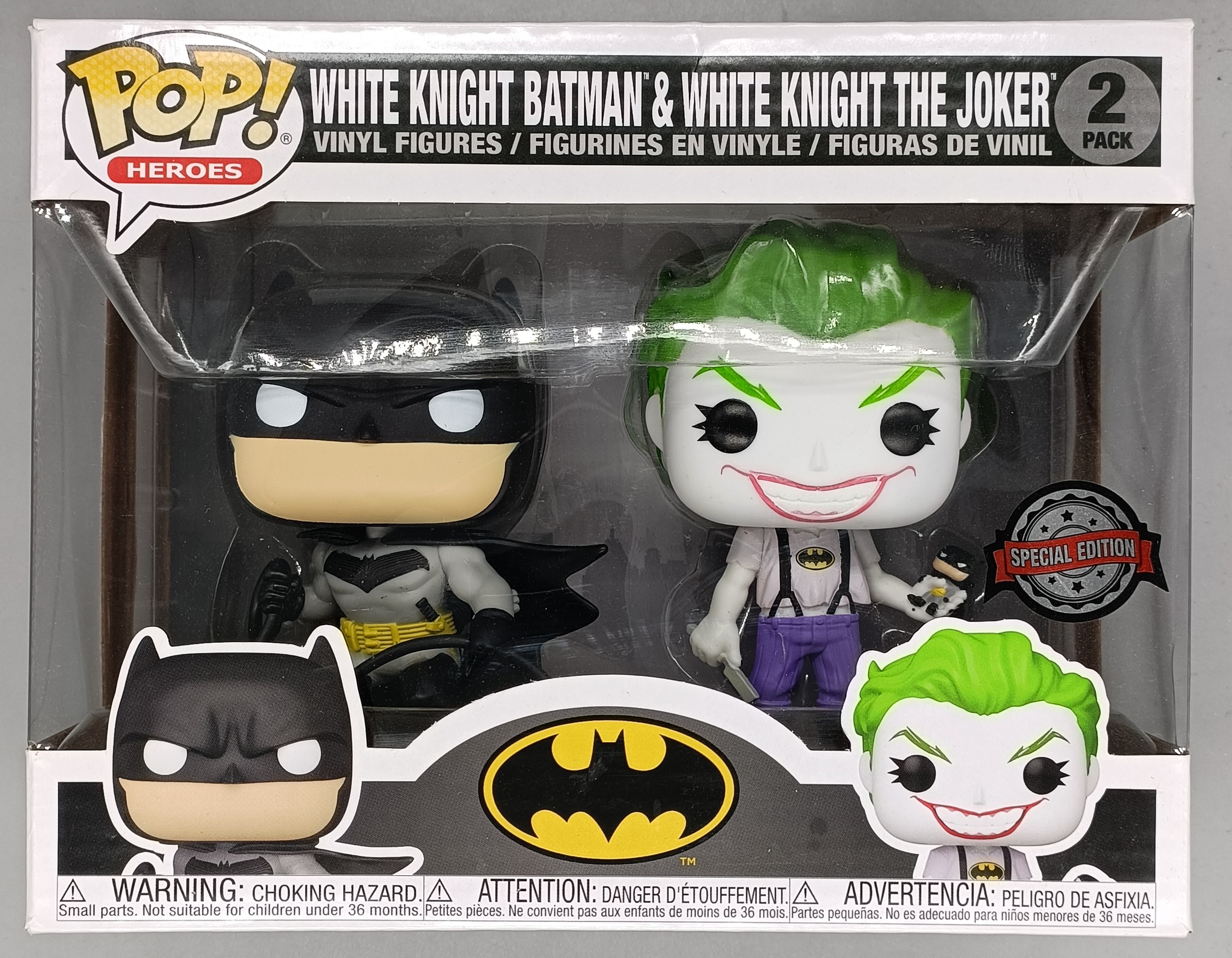 2 Pack] White Knight Batman & White Knight Joker 300 DAMAGE – Funko Pops