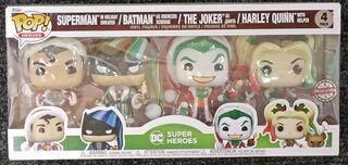 4 Pack DC Holiday Christmas Batman Superman Joker Harley