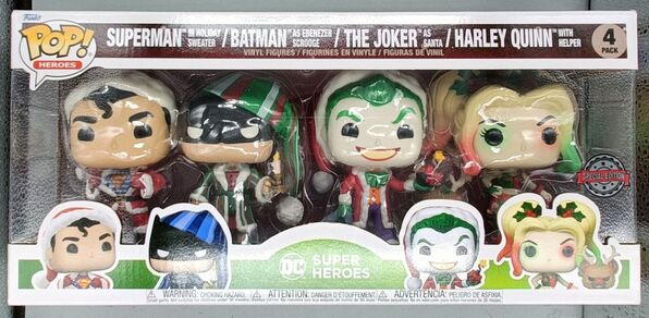 4 Pack DC Holiday Christmas Batman Superman Joker H DAMAGED