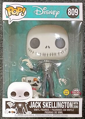 #809 Jack Skellington (with Zero)  10 Glow   Disney DAMAGED