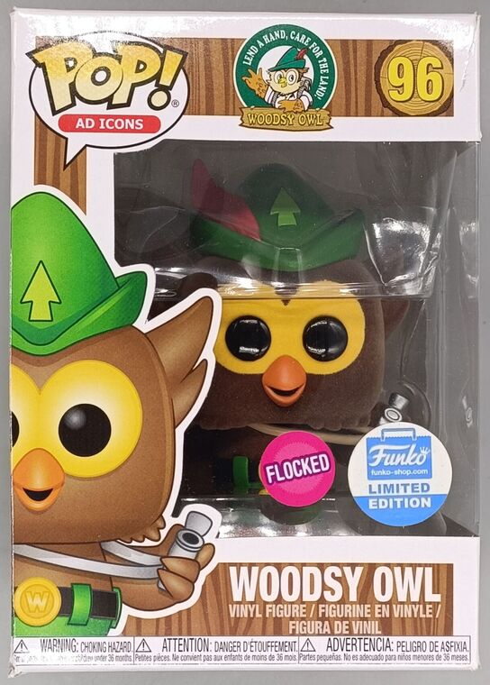 #96 Woodsy Owl - Flocked - Ad Icons - BOX DAMAGE