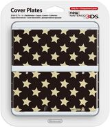 New Nintendo 3DS Coverplate - White Stars on Black