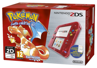 Nintendo 2DS Transparent Red + Pokemon Red