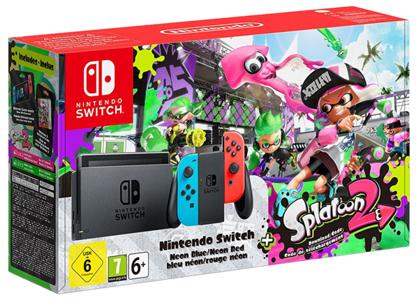 Nintendo Switch - Neon Red/Blue with Splatoon 2