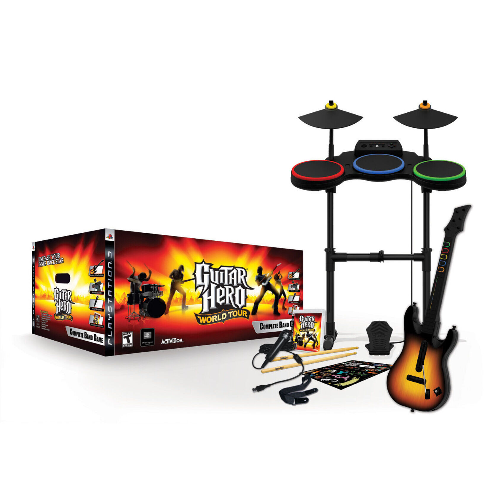 Guitar Hero: World Tour Complete Band Game - Drums + Guitar – PlayStation