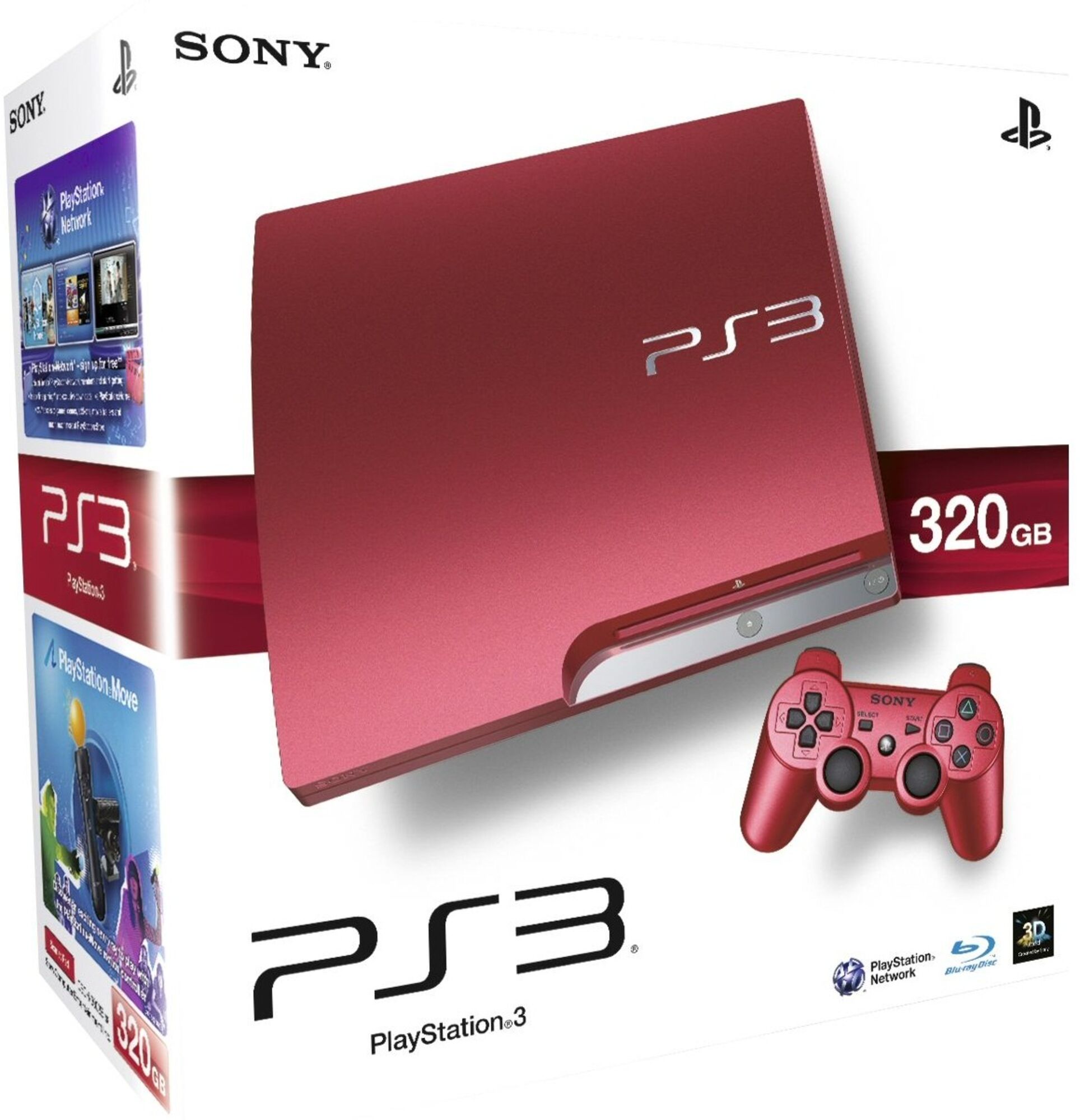 PlayStation 3 320Gb Slim Model Scarlet Red (2 Controllers)