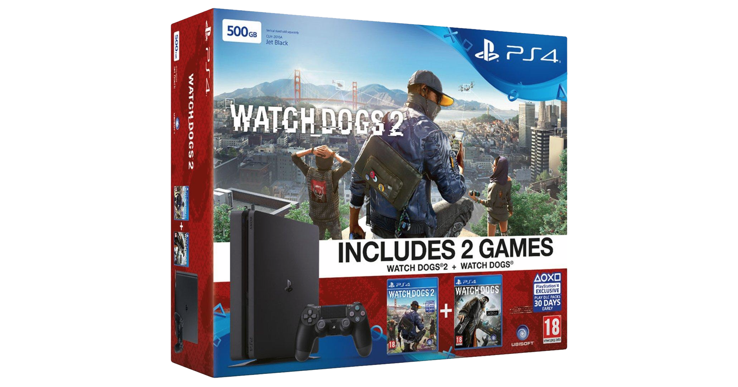 Sony Playstation 4 Slim Console 500GB Watch Dogs 2 Bundle