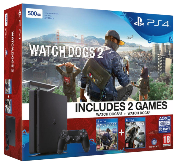 Sony Playstation 4 Slim Console - 500GB Watch Dogs 2 Bundle