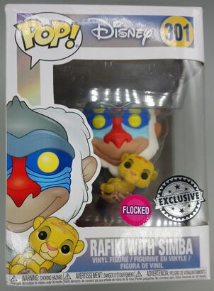 #301 Rafiki with Simba - Flocked - Disney Lion King