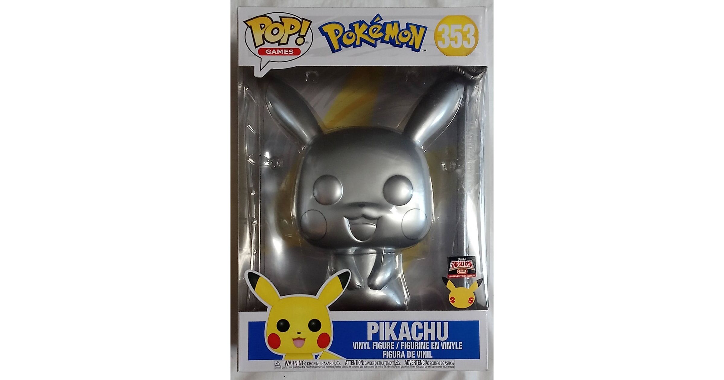 Funko Pop! Games Pokemon Pikachu (Metallic) Target Con Exclusive (10 Inch)  Figure #353 - US
