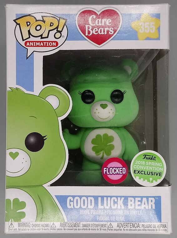 #355 Good Luck Bear - Flocked - Care Bears - 20 - BOX DAMAGE