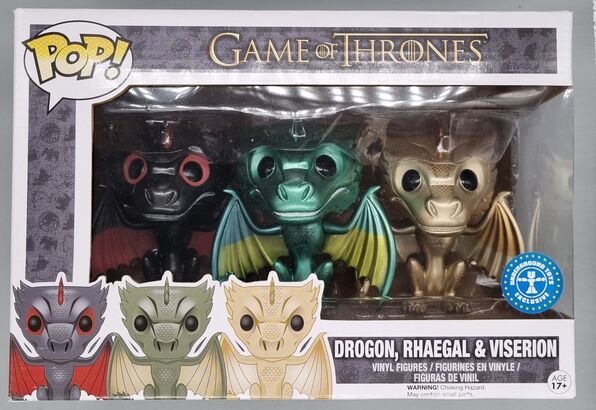 [3 Pack] Drogon, Rhaegal & Viserion Metallic Game of Thrones