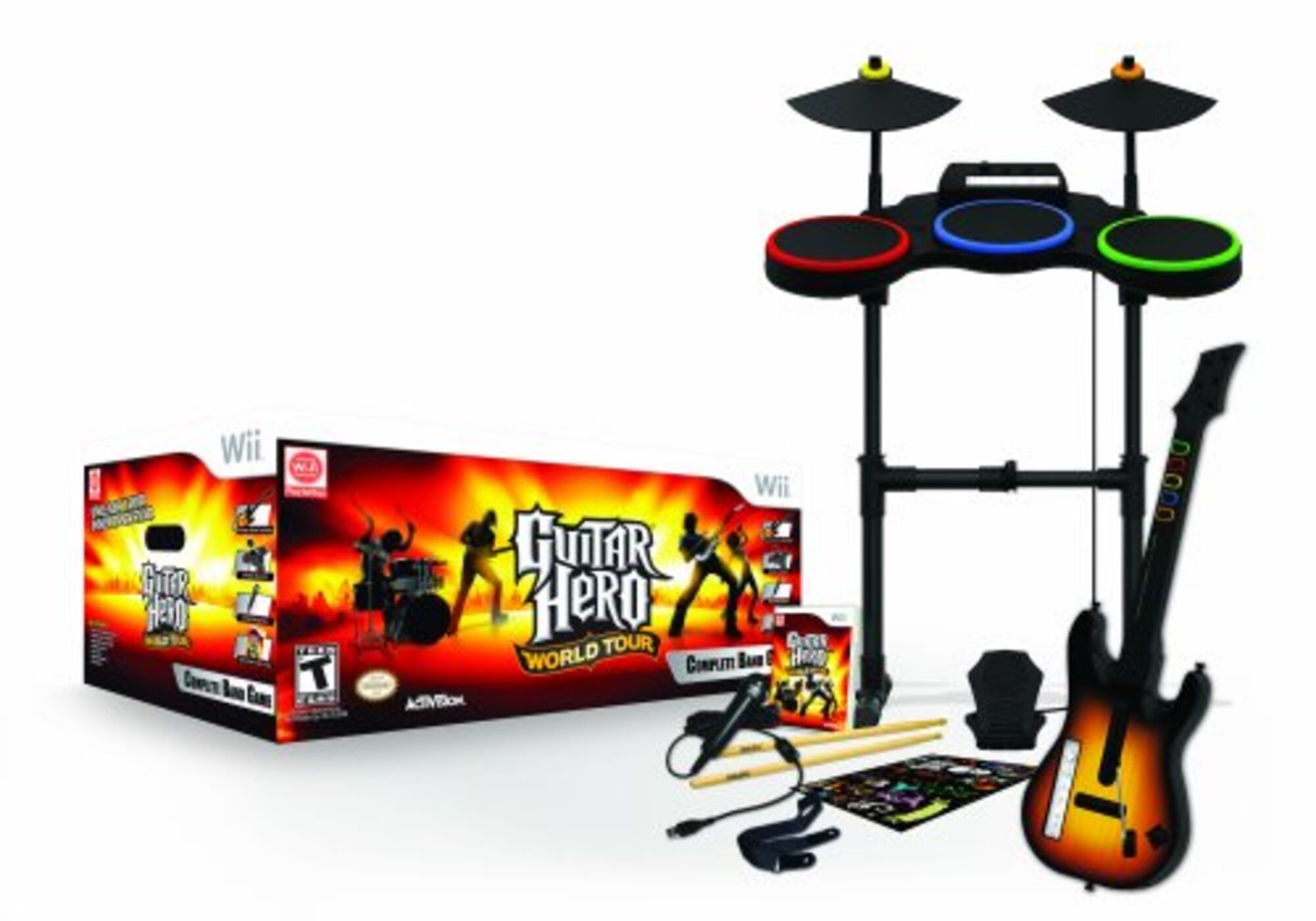 Guitar Hero World Tour Complete Band Game Drums + Guitar Nintendo
