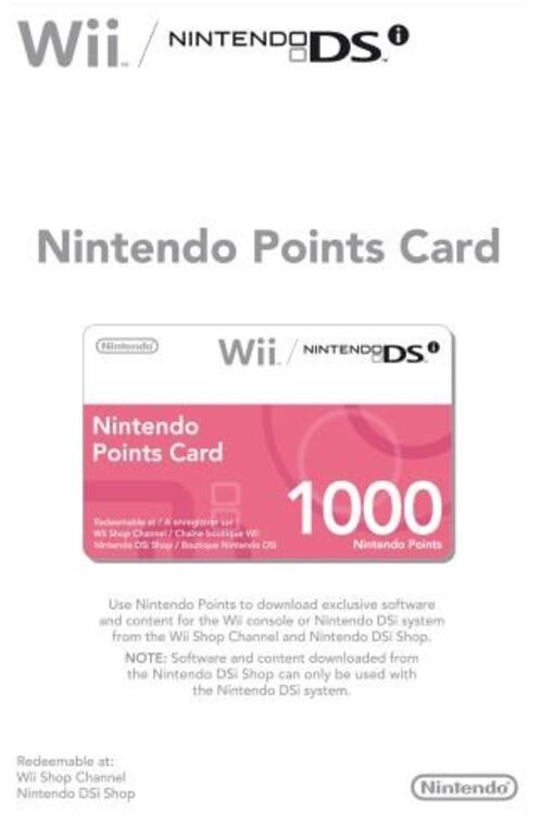 1000 Nintendo Points for Wii/DSi