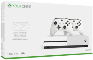 Xbox One S Console White with 2 Controllers (1TB)