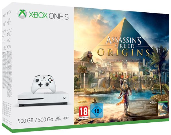 Xbox One S Console White with Assassins Creed Origins 500GB